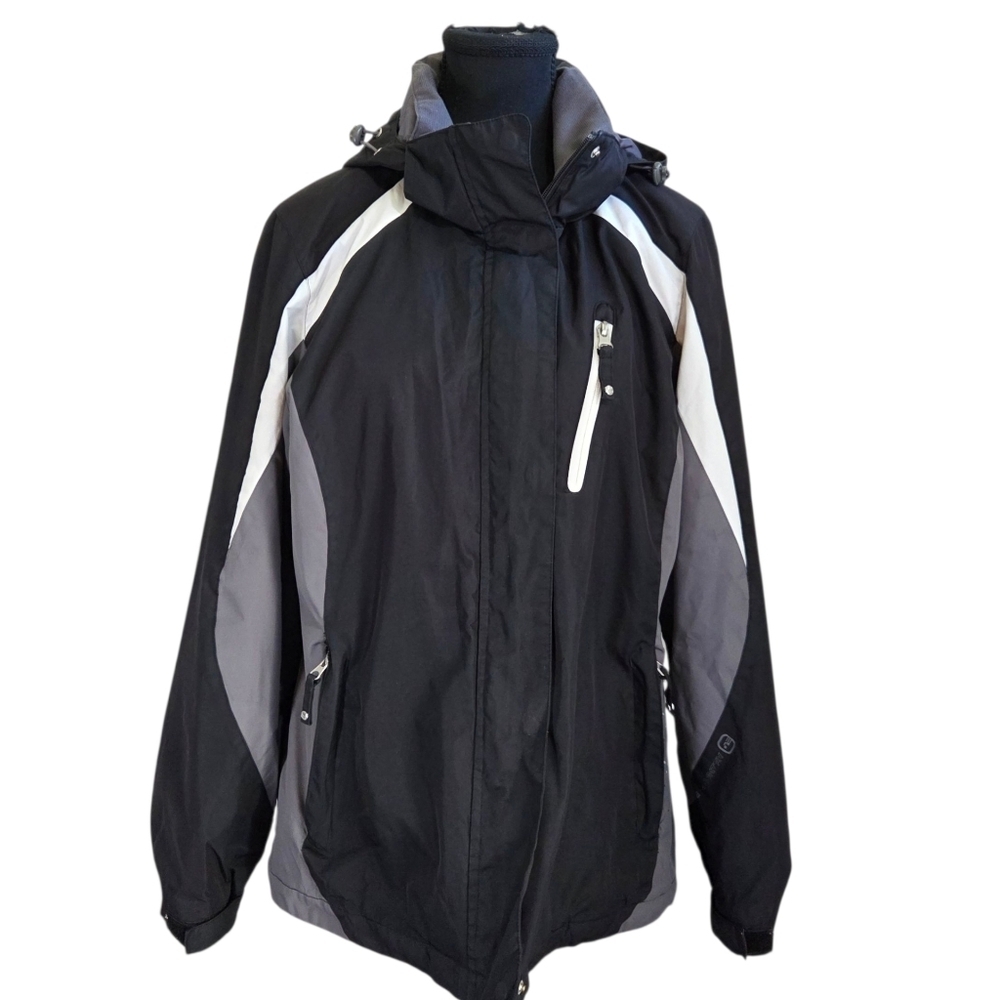 Radiance Women's Black and Gray Hooded Jacket Size Med